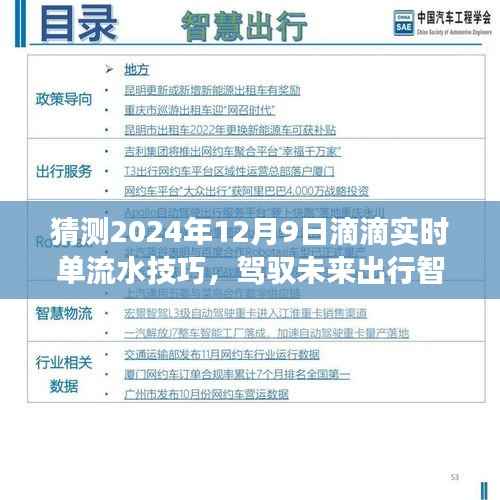 揭秘滴滴实时单流水技巧,驾驭未来出行智慧,预见2024年新纪元。