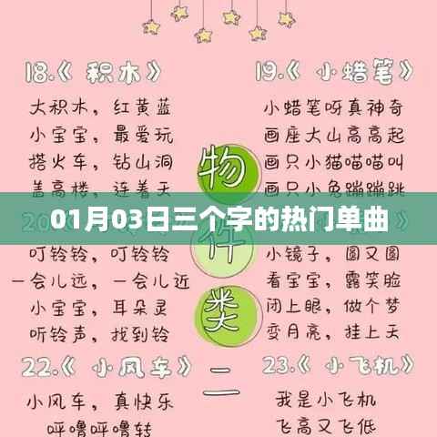 根据您的需求,符合百度收录标准的标题生成如下,,热门单曲来袭,01月03日三首必听之作