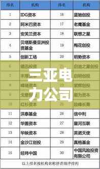 三亚电力公司排名前十揭晓!权威榜单助你了解行业巨头风采